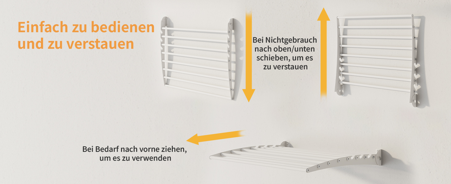 Настінна сушилка для білизни Innotic, розкладний вологостійкий сушильник для одягу з 8 стійок, великий, економний, для вулиці, ванної, балкону, білизни (білий, 60 см)