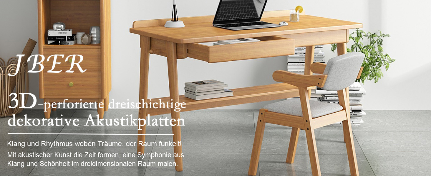 Акустичні панелі JBER для звукоізоляції стін, самоклеючі шумопоглинаючі плити з імітацією натурального дуба, 3-шарові декоративні панелі для студії, 60×30×4.5 см, еліптичні лінії (4 шт.)