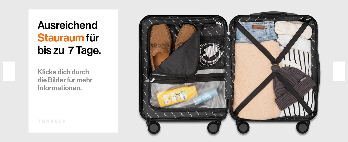 Чемодан ручної об'єм 55x40x23 см Travely Premium, розширюваний, з TSA замком та відділенням для ноутбука, 41-50 л, сірий