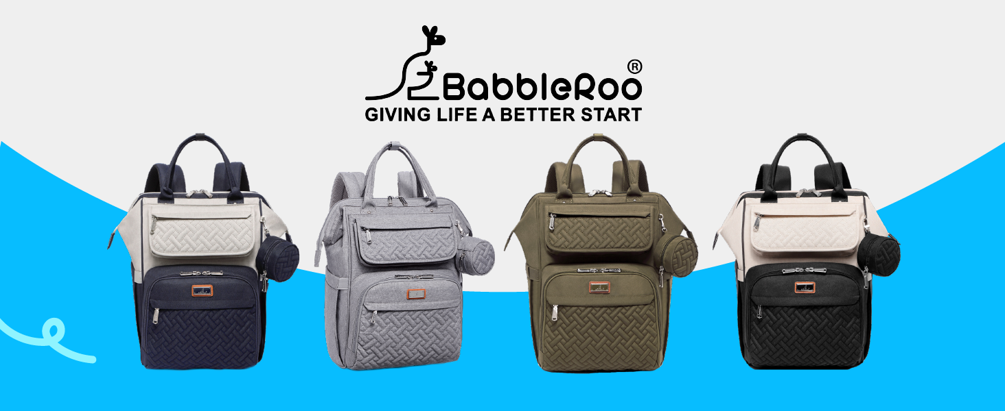 BabbleRoo Рюкзак-переноска для мами, багатофункціональна велика сумка для пелюшок з пеленальним килимком, кріпленням на коляску та відділенням для пустушки