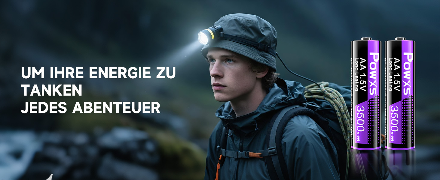 POWXS 8 x AA 3500mAh літієві акумулятори з 8-портовим швидким зарядним пристроєм з LCD-дисплеєм | Швидка зарядка та стабільна напруга 1.5V | Для геймпадів, LED-ліхтарів, пульт дистанційного керування