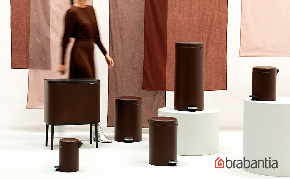 Відро для сміття Brabantia NewIcon 30L з м'яким закриттям, педальним механізмом та знімним внутрішнім відром (29 x 38 x 68 см, коричневе)