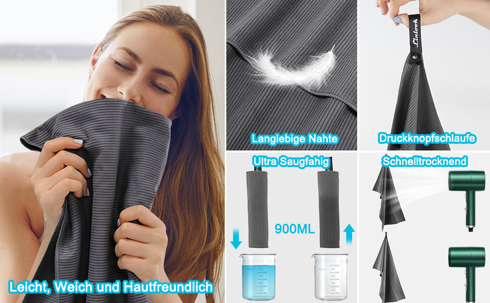 Рушник з мікрофібри Linlook, 180x80 см - великий, швидковисихаючий спортивний рушник для пляжу, подорожей, йоги, кемпінгу та фітнесу (зелений, 180x80 см)