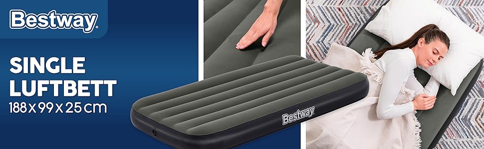 Надувний матрац Bestway Tritech Twin Grau 188x99x25 см - двоспальний, сірий