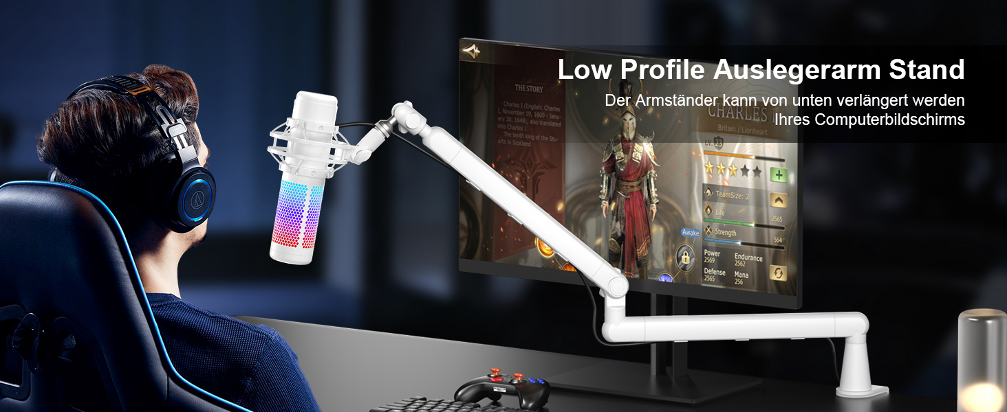 Кріплення для мікрофону Aokeo AK-55 – низькопрофільний тримач для HyperX, Elgato, Shure, Blue Yeti та інших мікрофонів