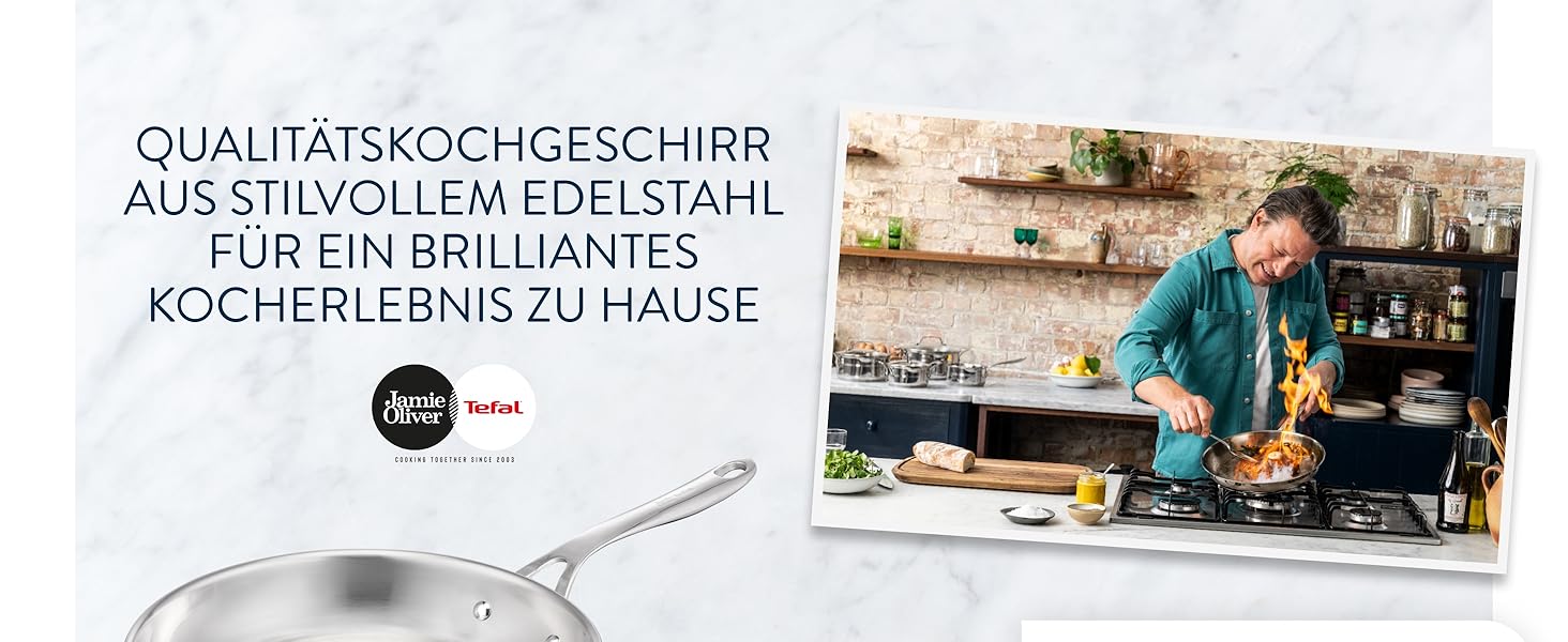 Сковорода Tefal Jamie Oliver Cook Smart 24 см з нержавіючої сталі, індукційна, з термодифузійним дном