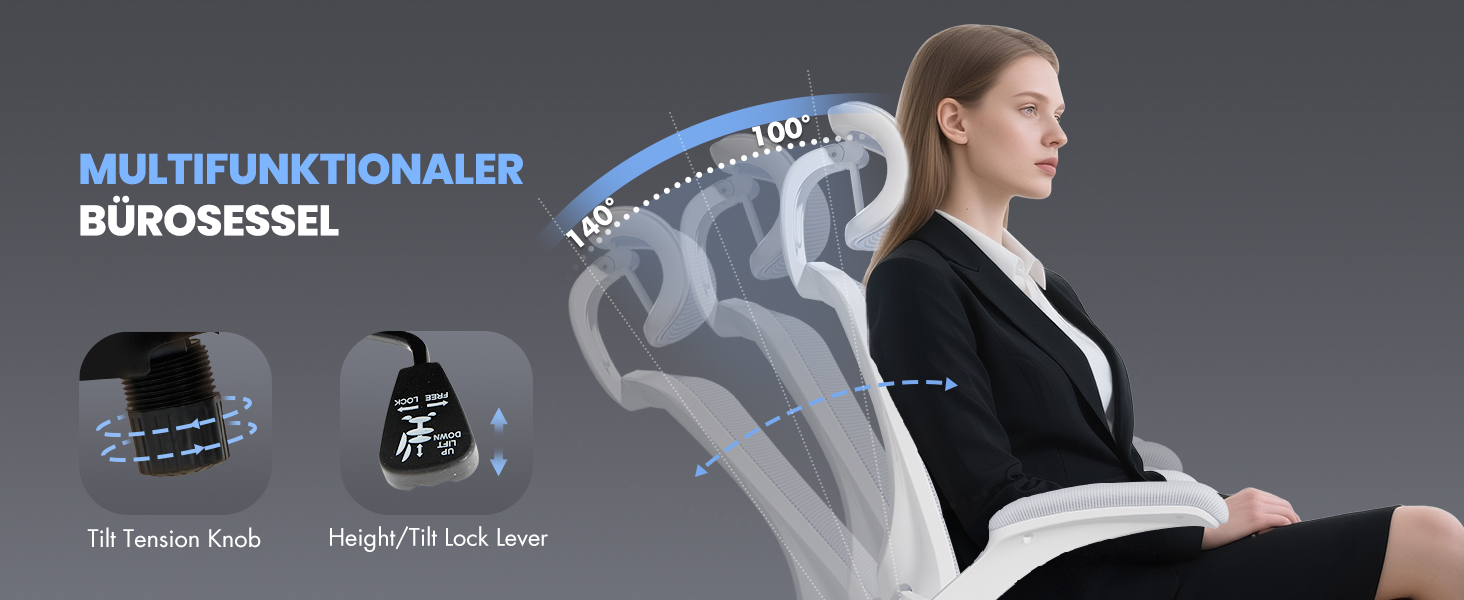 Офісне крісло Colamy: ергономічне, з регульованою підголівником та поперековою підтримкою, біле