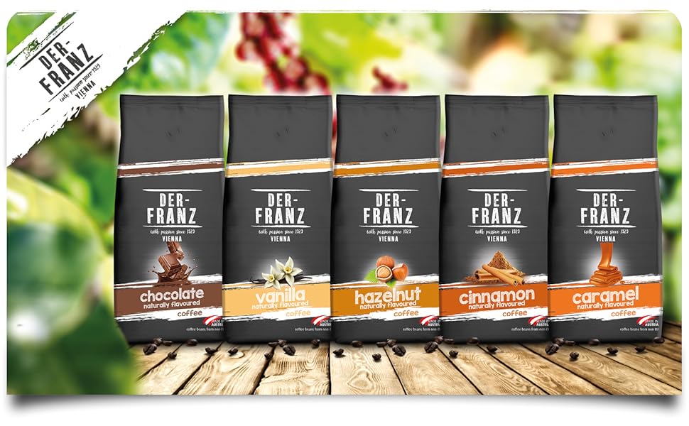 Кава Der-Franz з ароматом фундука, суміш арабіки та робусти, зернова, 1 кг