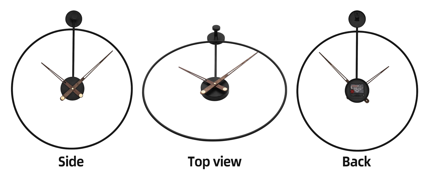 HAITANG Large Modern Living Room Clock, Black XXL Round Metal Wall Clock for Kitchen Office Bedroom, Vintage Wall Clocks, Battery Operated, Silent Clock Movement, Home Decoration, 60 cm