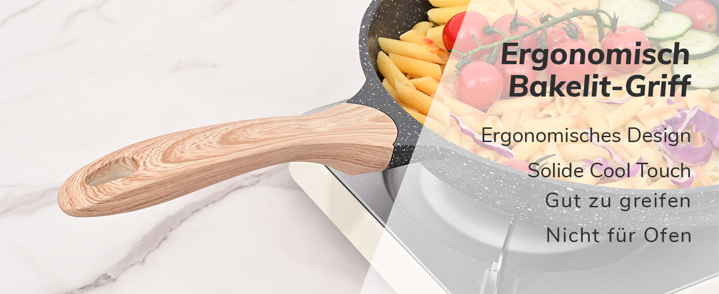 Набір сковорідок JEETEE 6 шт. з кришкою: 20см, 24см, 28см. Підходить для індукційних плит, з антипригарним покриттям, з кованого алюмінію, PFOA-free (сірий)