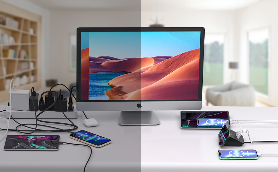 Багатопортова USB зарядка POANES 25W, 4 порти для iPhone, Samsung, LG, Huawei та інших (чорний)