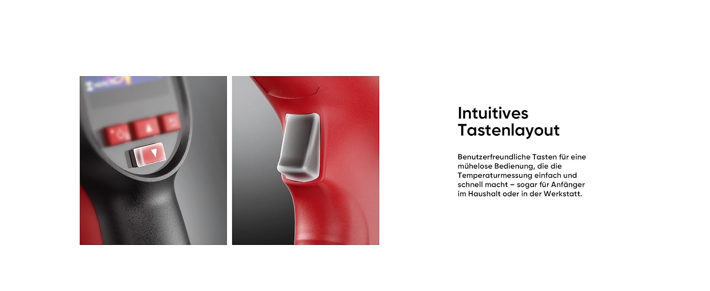 Термометр Eco Lite: діапазон -20°C до 550°C, візуальний дисплей, інфрачервоний датчик, HVAC-інструмент, подвійний режим, 14 годин роботи