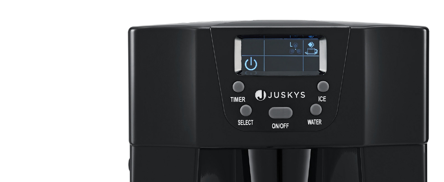 Машина для приготування льоду Juskys PIM200L з прямим дозатором та таймером — до 12 кг/день, виробництво кубиків льоду за 6-10 хвилин, 2 розміри, 2л бак — чорний колір