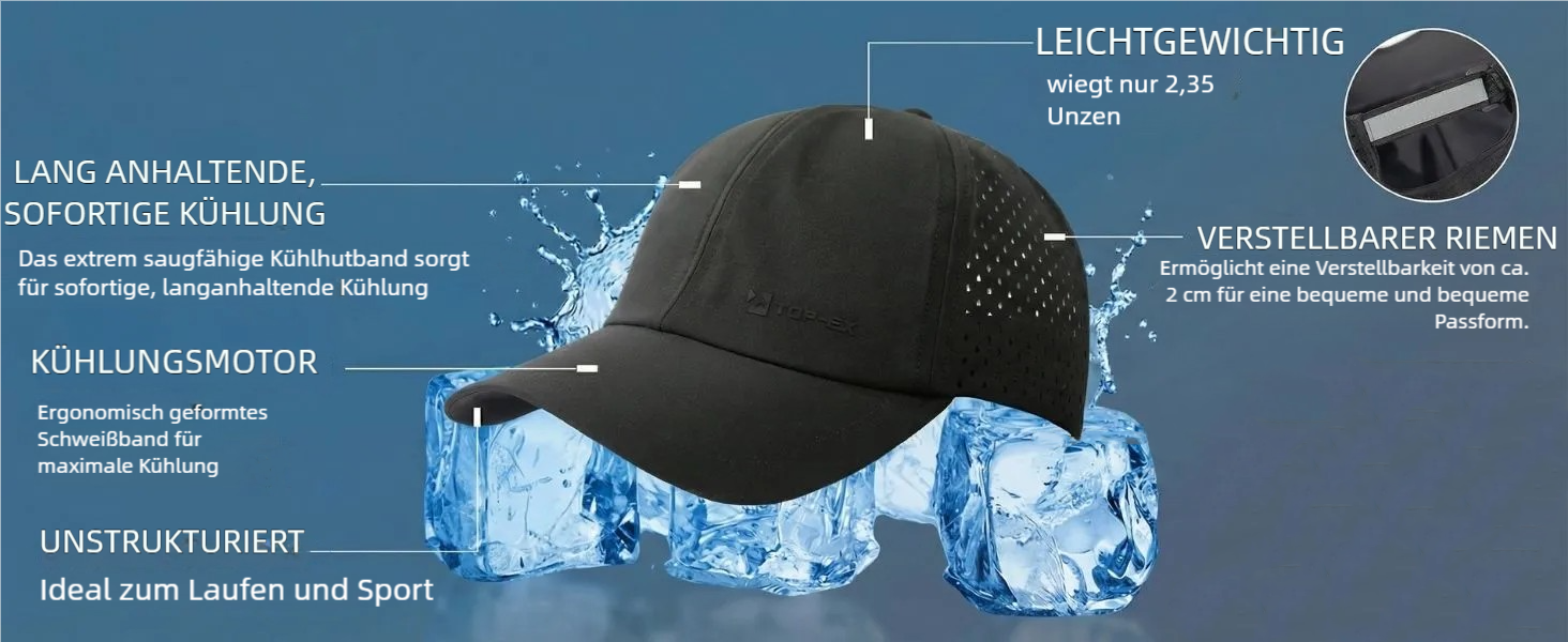 Кепка бейсболка чоловіча літня TOP-EX UVCoolix™ з охолодженням, сітка, швидковисихаюча, для спорту, гольфу, розмір M-L, темно-сіра