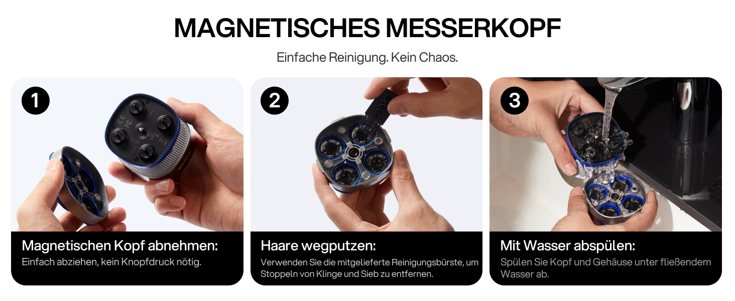 Електричний чоловічий верстат для гоління Yoose Glatzen з 5 лезами, IPX7, 90 хв роботи, USB-C, PID-регулювання