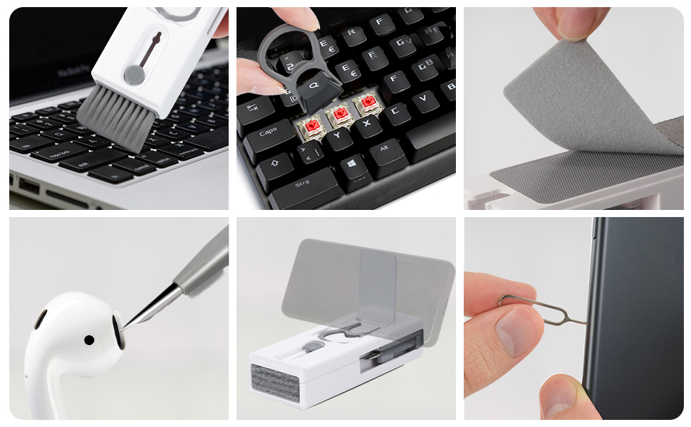 Набір для чищення клавіатури Alyvisun 11 в 1: для ноутбука, телефону, планшета, комп'ютера. Сірий