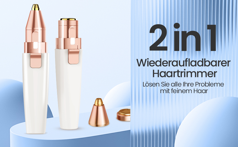 Електричний тример для брів та обличчя 2-в-1 з LED-підсвічуванням для жінок, безболісне видалення волосся, для брів, губ, підборіддя, білий