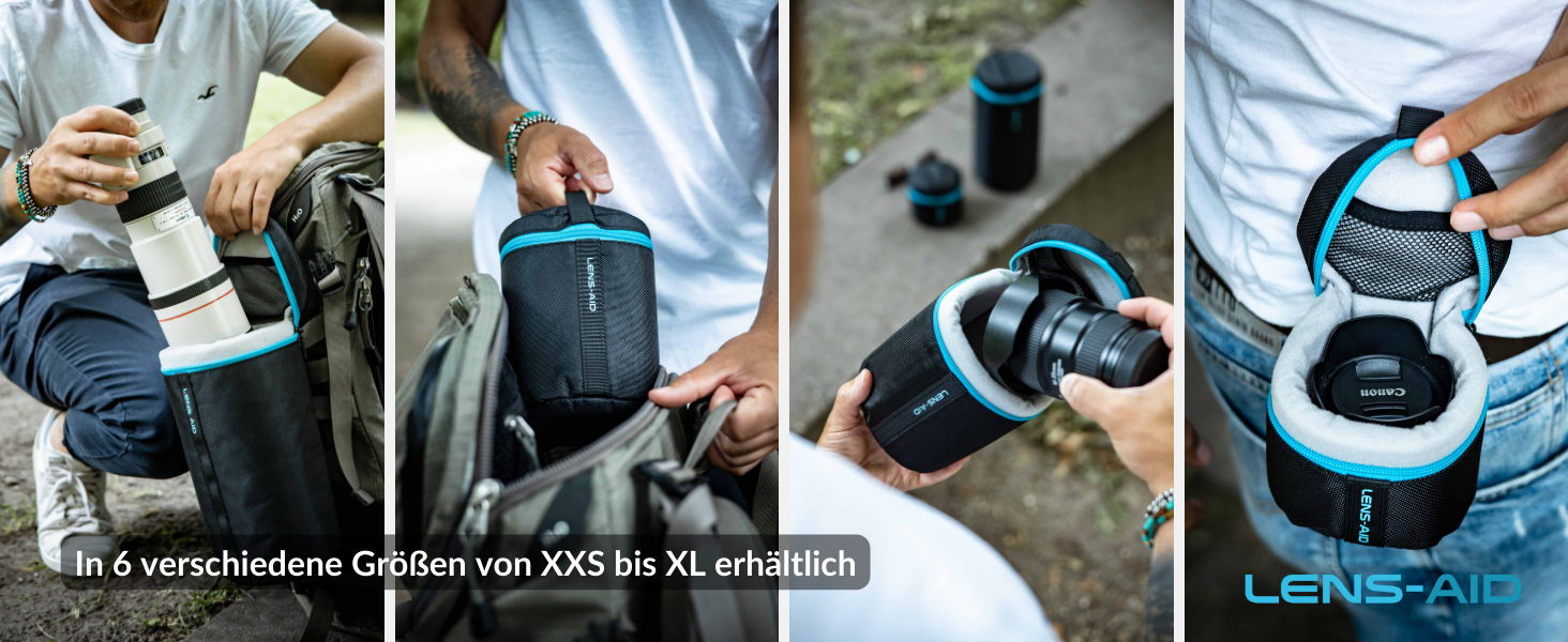 Чохол для об'єктива LENS-AID з товстим захистом, з блискавкою та ремінним кріпленням (XXL, 12 x 35 см)