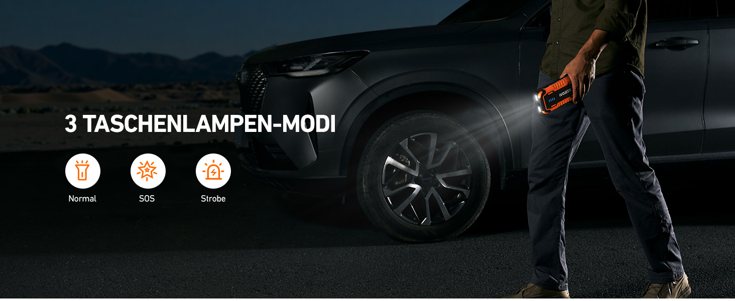 Powerbank AstroAI P10 для авто: пусковий пристрій, 10L бензин/8L дизель, 12V, LED, Orange