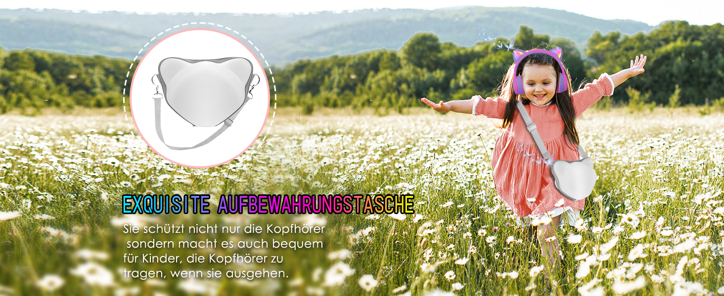 Бездротові навушники IFecco для дітей з мікрофоном, Bluetooth, LED-підсвітка, котячі вушка, рожево-фіолетові, для iPad/планшету/телефону/школи