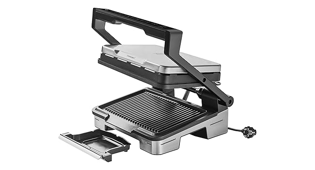 WMF Profi Plus Perfection Contact Grill - Electric Grill with 6 Programs, Sensor Technology, Non-Stick Coated Plates, Panini Grill, Matte Stainless Steel