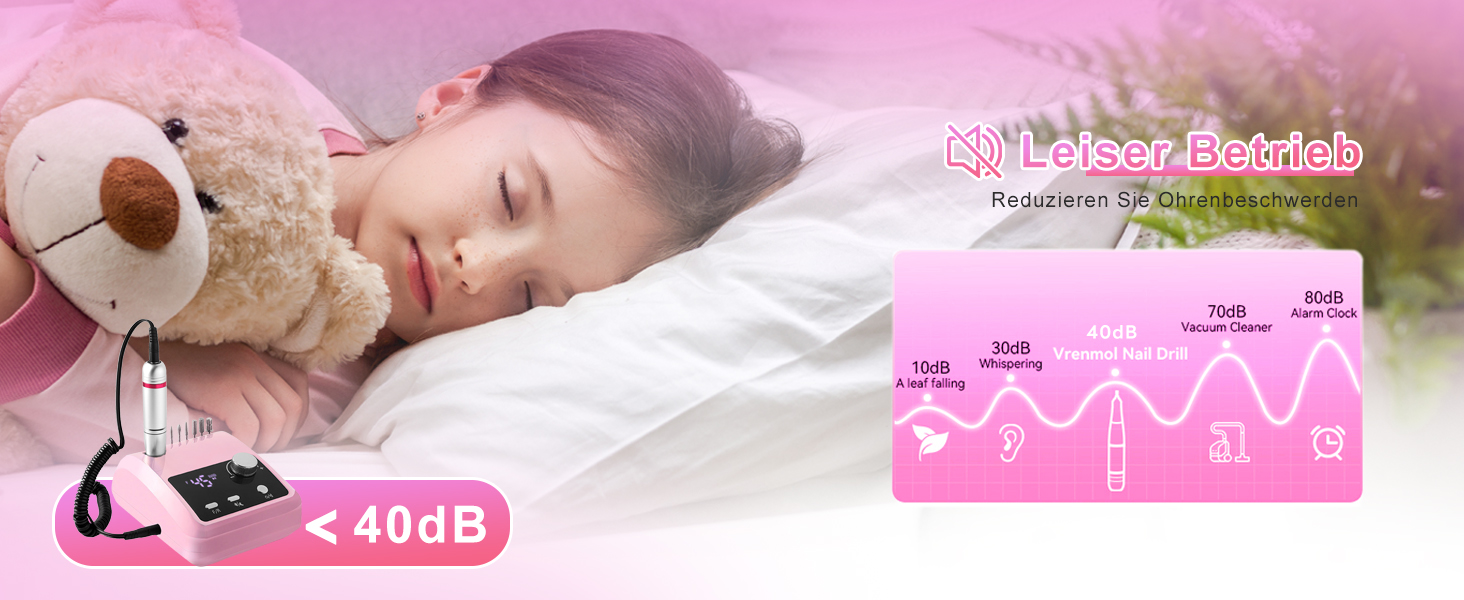 Електрична машинка для манікюру та педикюру CozyZen Professional: набір для догляду за нігтями з LCD-дисплеєм, керуванням рукою та ногою, тиха робота (рожевий)