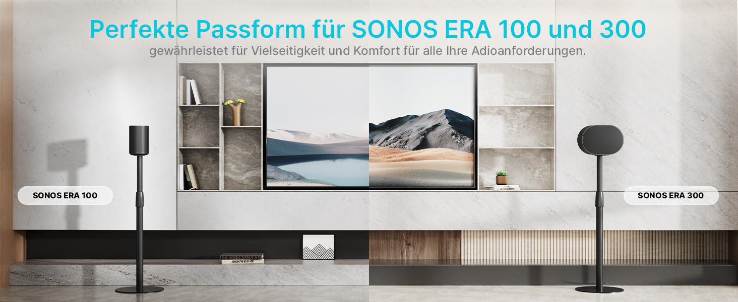 Підлогові стійки для колонок, сумісні з SONOS Era 300 та Era 100, чорні, 2 шт. (до 108 см, 5 кг)