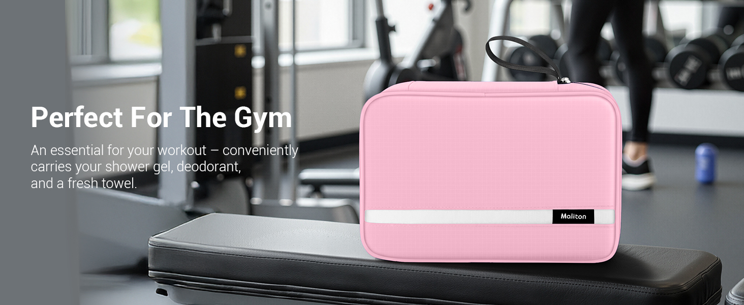 Сумка для косметики Maliton з підвішуванням, водонепроникна | Велика дорожня сумка для подорожей, ділових поїздок, спорту, плавання | Косметичка для жінок та чоловіків з 4 відділеннями, складна та компактна (Рожева)
