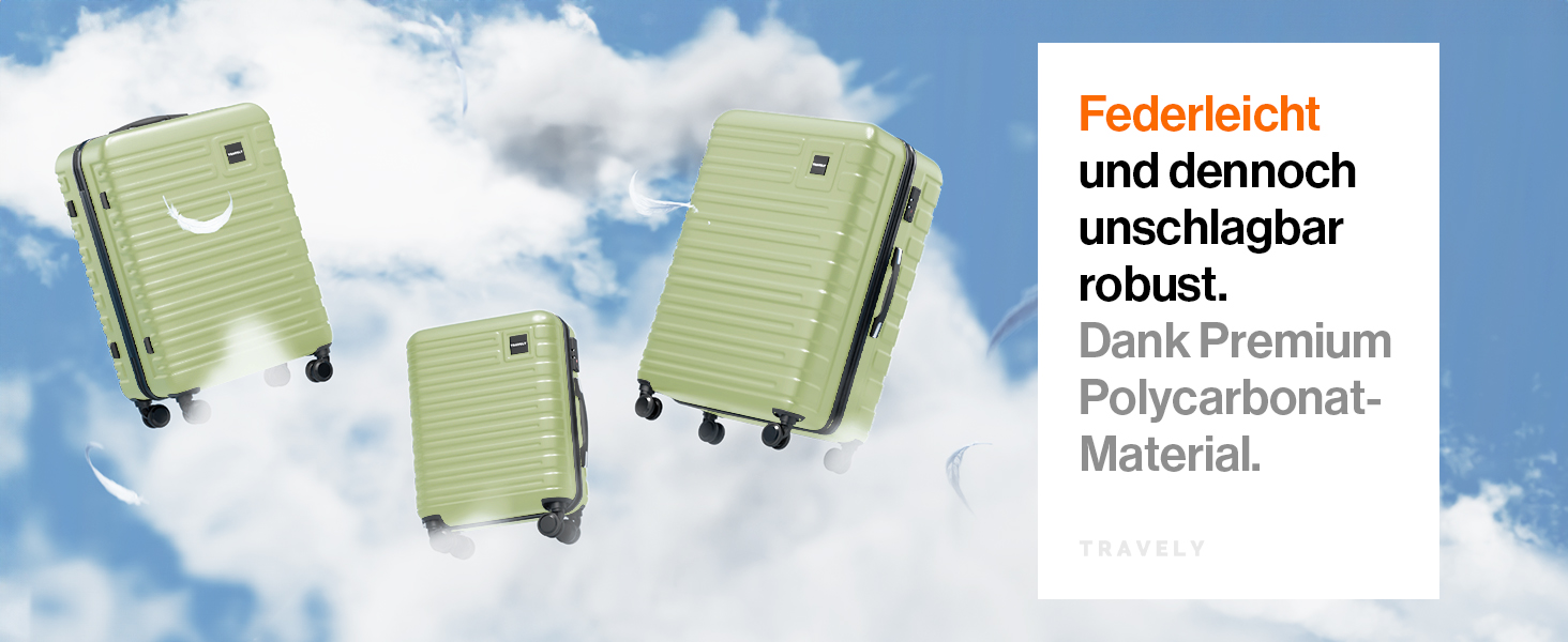 Набір валіз Travely з полікарбонату (77см, 67см, ручна поклажа) з TSA замком та плавними колесами