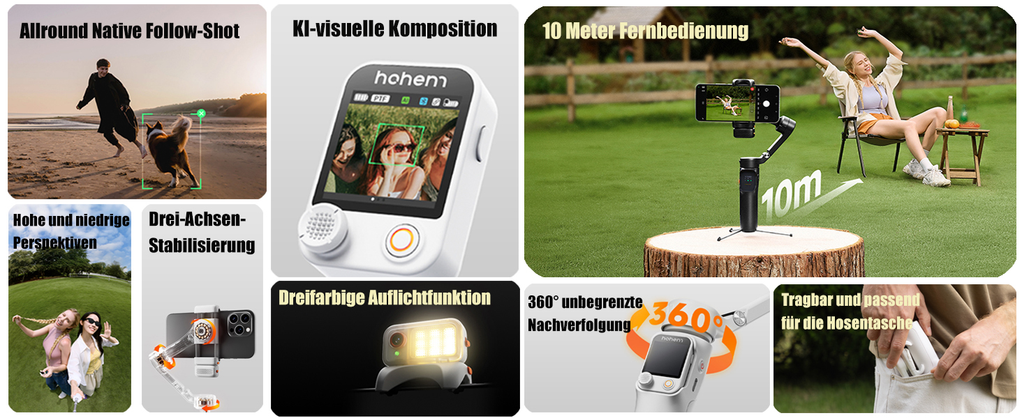 Стабілізатор Hohem iSteady V3 Ultra для смартфона: AI-трекінг, керування жестами, від'ємна рукоятка, екран 2.2'' та штатив, чорний