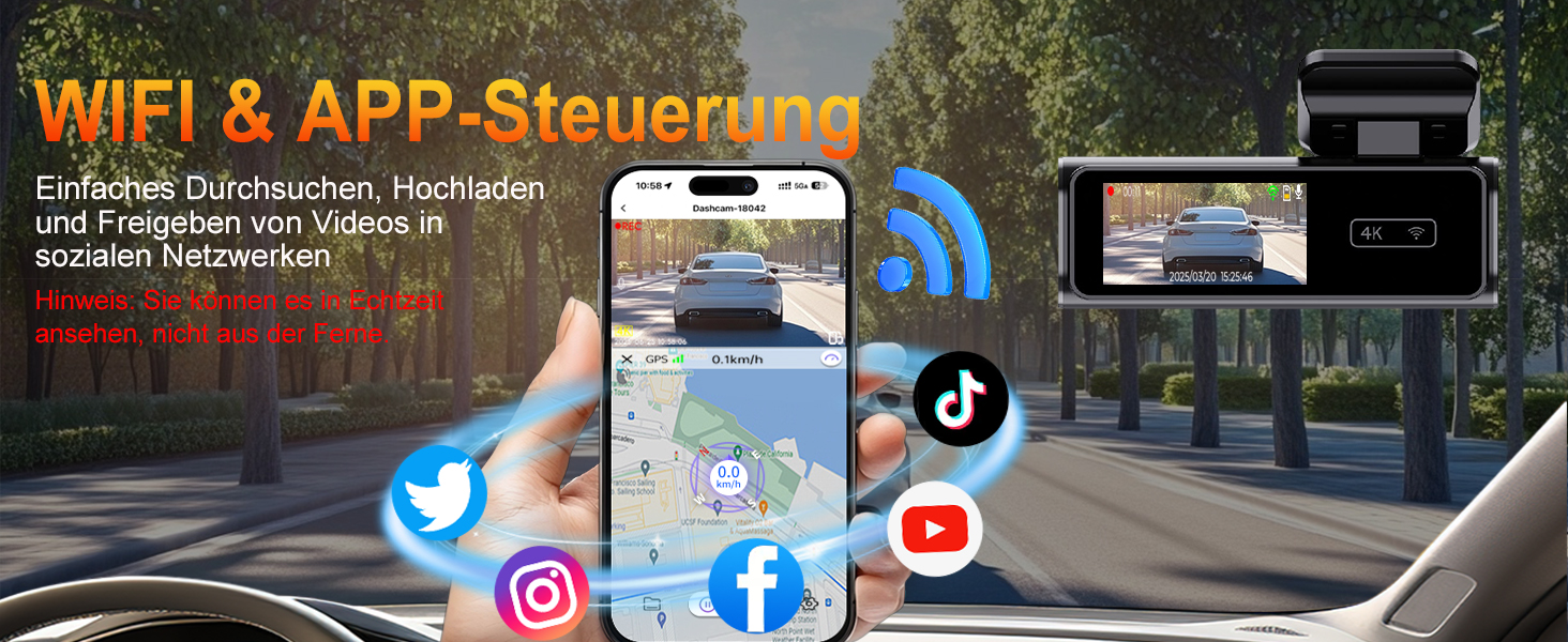 Відеореєстратор Auto Dashcam 4K з GPS, WiFi, G-сенсором та циклічною записом. В комплекті SD карта 64GB.