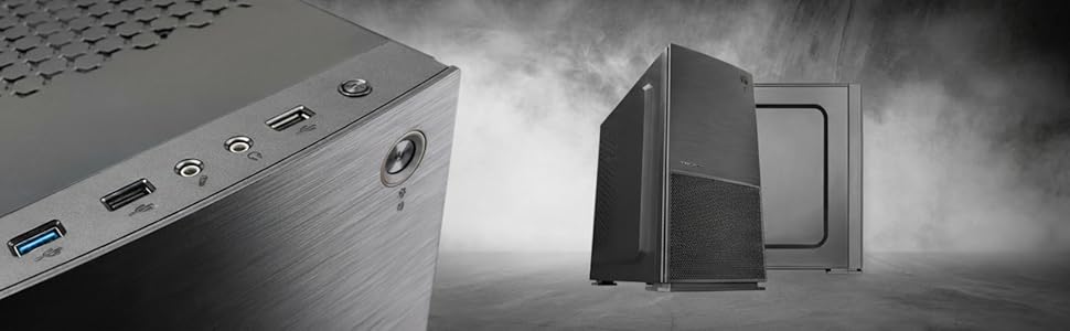 Корпус ПК Tacens SAGITTA20 з LED-дисплеєм, 3 вентилятори 120мм, скло, сітка, USB-C, чорний