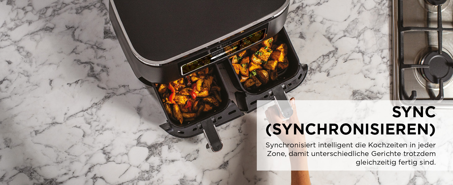 Фритюрниця повітряна Ninja Foodi Dual Zone AF200EU, 7.6 л, 2 відсіки, 4-в-1, без олії, з антипригарним покриттям