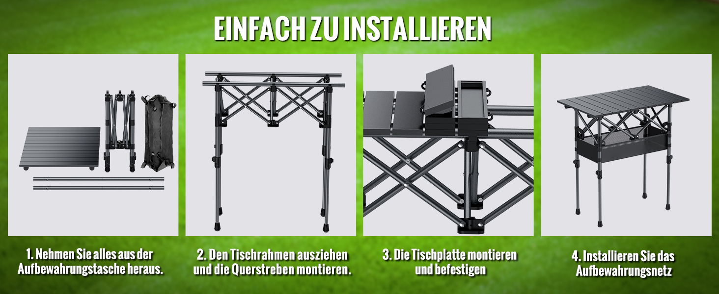 Складаний туристичний стіл Garllen 82x40 см, 2 положення висоти (44/70 см), знімний стіл зі сталі, для пікніка, грилю, саду та кемпінгу