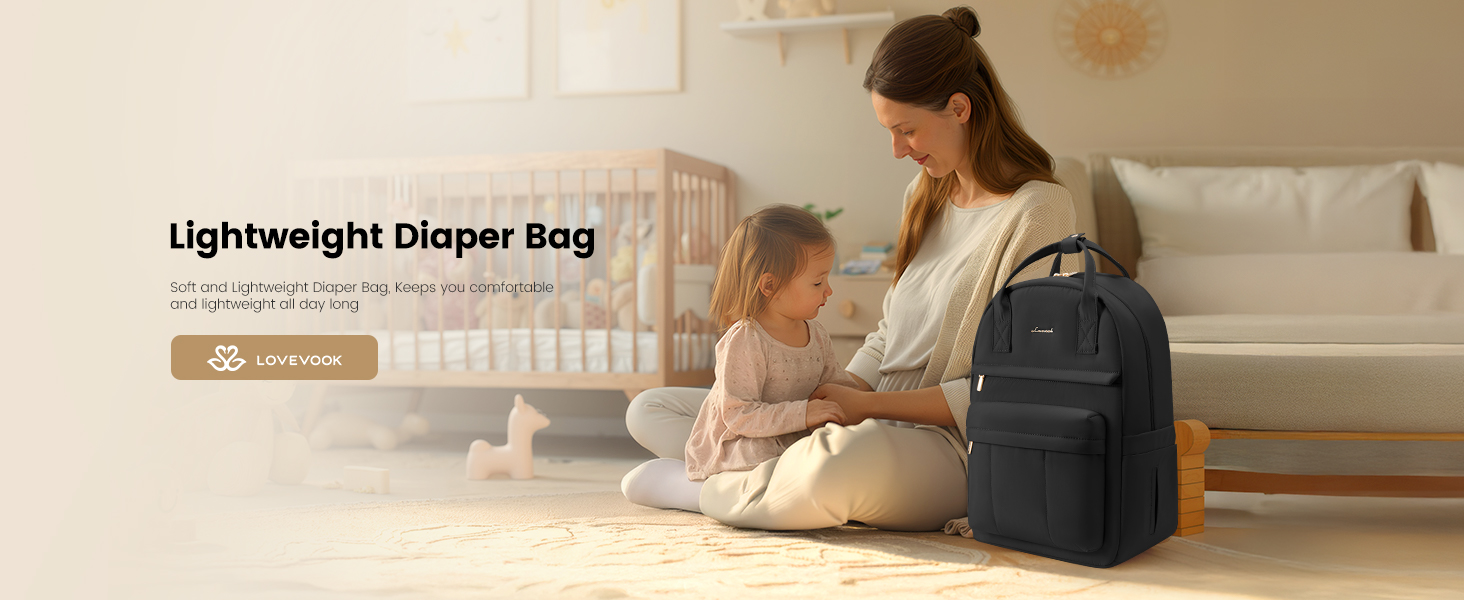 Рюкзак-переноска LOVEVOOK для мами та тата: рюкзак-сумка для догляду за дитиною з пеленальною підкладкою та ременями для дитячої коляски, чорний M