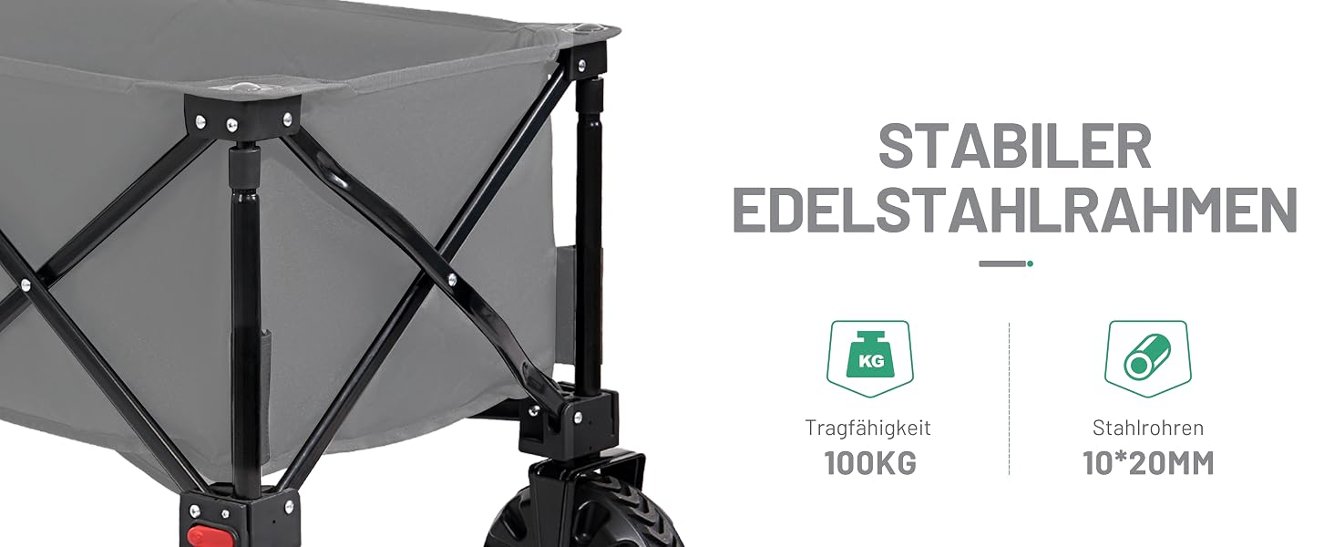 Візок пляжний Timber Ridge XXL 200л, складний, чорний: для кемпінгу, покупок, з гальмами та тримачем для напоїв
