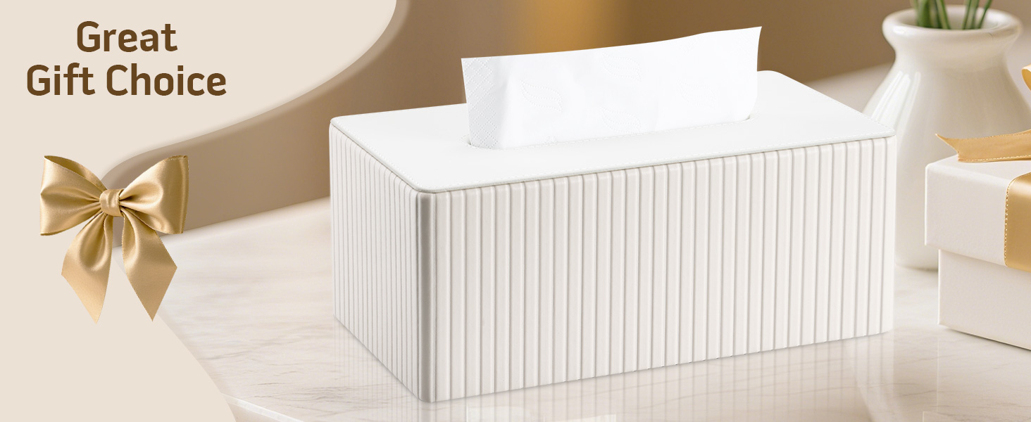 KINGFOM Скляниця для серветок прямокутна, з PU шкіри, бежева - для вітальні, ванної кімнати та офісу