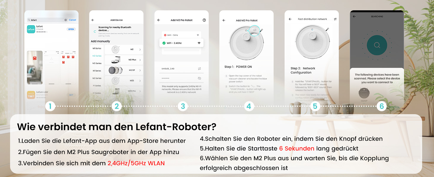 Робот-пилосос LEFANT M2Plus з функцією миття, 6000Pa, LiDAR-навігація, самоочищення, для видалення шерсті тварин, білий