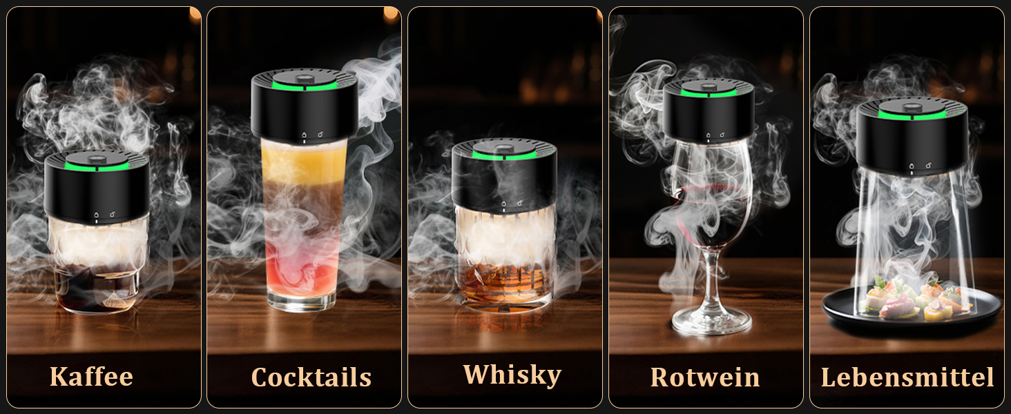 iDiskk Набір для копчення коктейлів: електричний димогенератор для віскі, вбудований запальник, 6 дерев'яних стружок для Old Fashioned, бурбон, міксологія