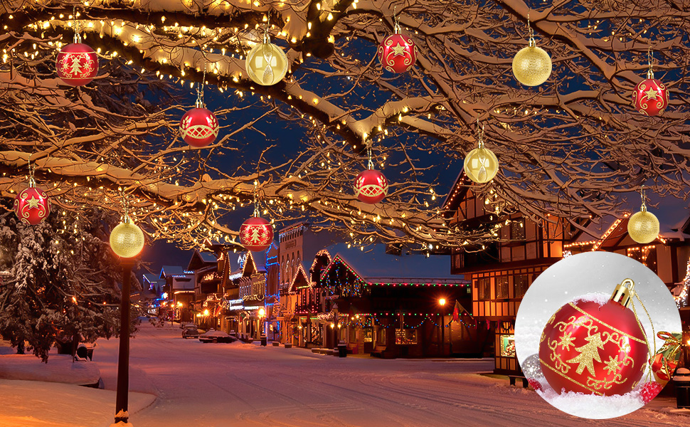 Набір прикрас на ялинку 30 шт. Кульки для ялинки 6 см, червоні та золоті, пластик