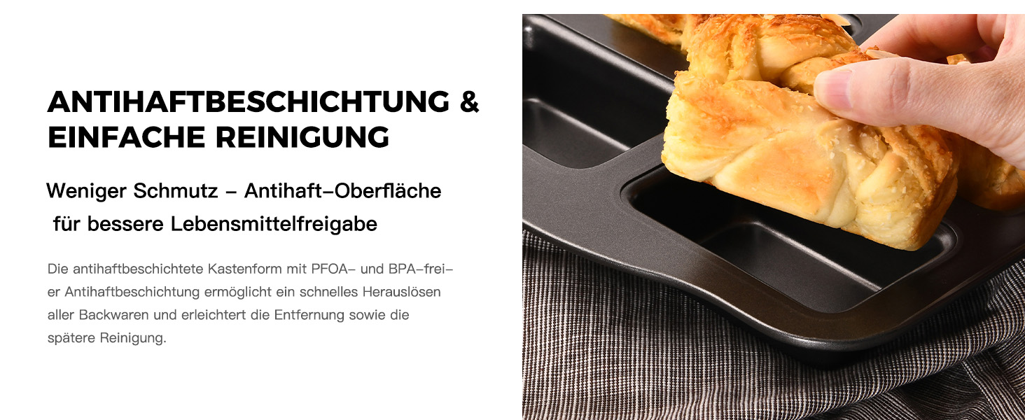 Форми для випічки HONGBAKE (2 шт.) з антипригарним покриттям, 36x24 см, з вуглецевої сталі, BPA-free, для міні-бананового хліба, брауні та хліба