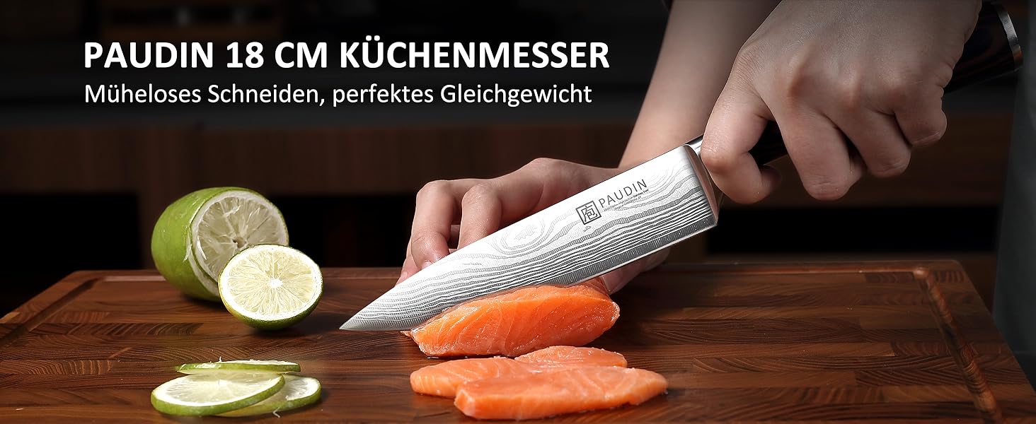 PAUDIN Ніж кухарський 15 см, професійний, з нержавіючої сталі, з ергономічною ручкою з дерева