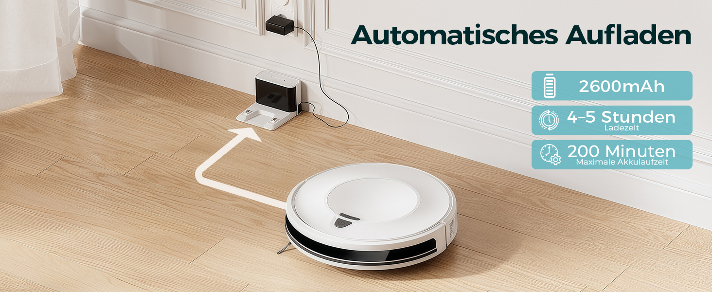 Робот-пилосос E2 з картографією, 10000 Па, 200 хв роботи, 660 мл, керування через додаток, голосовий помічник та пульт, для видалення шерсті та пилу