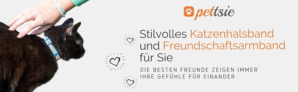 Нашийник для кота Pettsie з безпечною застібкою та браслетом дружби, міцна бавовна, D-подібне кільце для аксесуарів, регульований розмір 12,7-20,3 см, блакитний