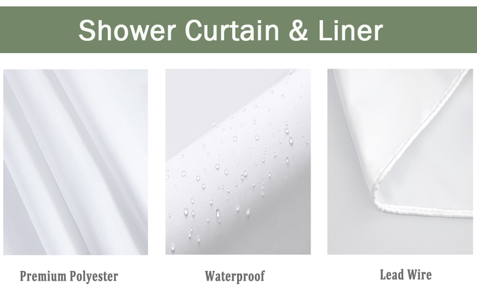 Штора для ванної кімнати біла 180x200 см, текстильна, водовідштовхувальна, антигрибкова, з кільцями - якісна штора для душу