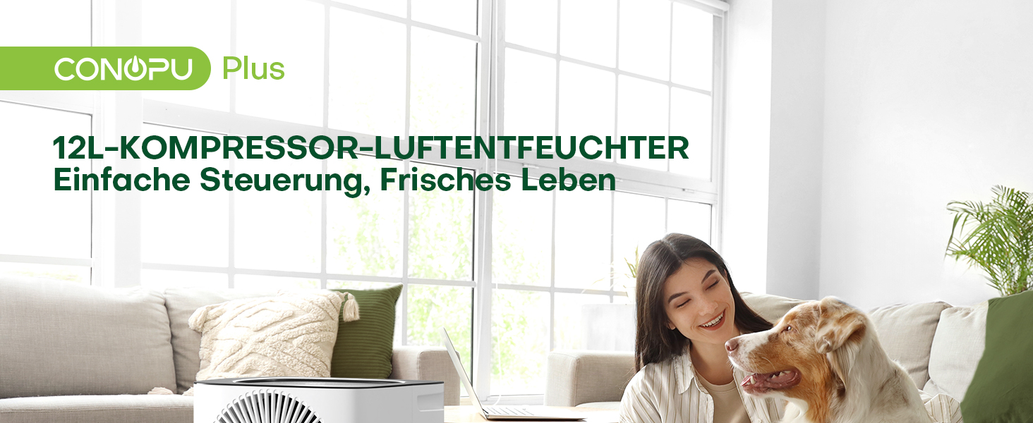 Електричний осушувач повітря CONOPUPlus 12L/день з авто-осушуванням, таймером та безперервним зливом. Підходить для квартири та підвалу.