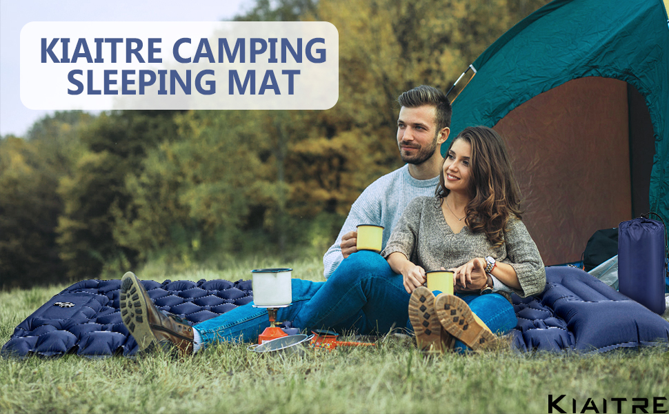 Kiaitre Self-Inflating Sleeping Pad - Ultralight Inflatable Camping Mat with 9CM Thickness - Portable Compact Sleeping Pad for Camping, Hiking, Backpacking & Travel