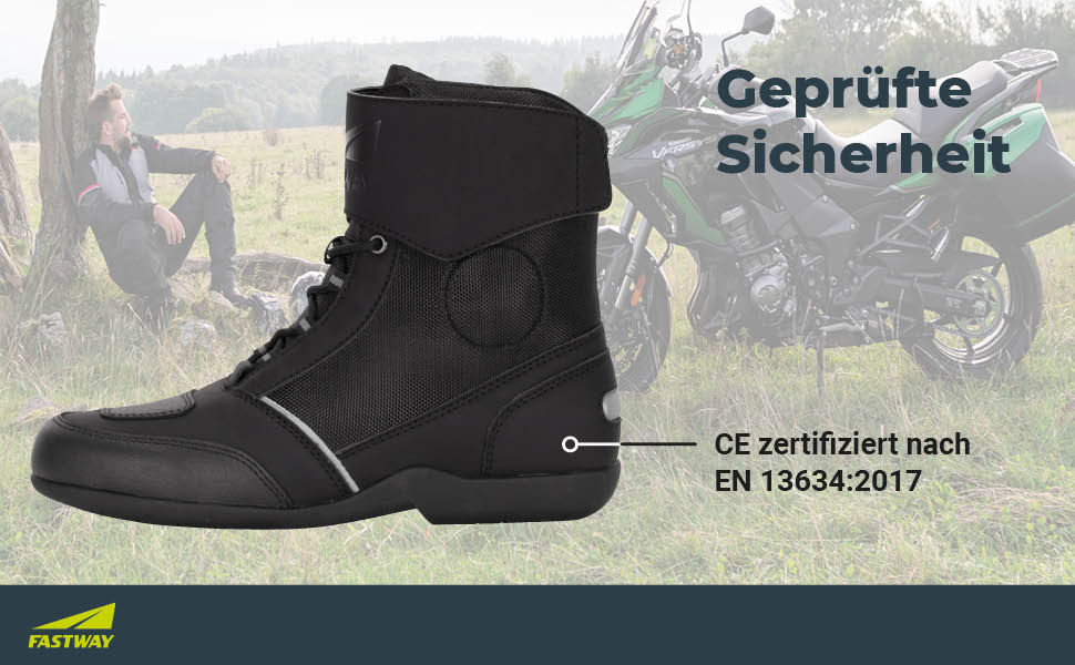 Моточоботи FAST WAY Touring 201 для чоловіків, CE сертифіковані, захист гомілки та перемикання передач, чорні, розмір 37-47