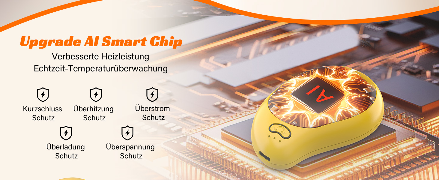 Електричні грілки для рук 2 шт. з акумуляторами 8000 mAh, USB, 3 режими, для зими, жовті