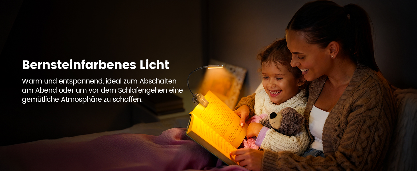 Світлодіодна лампа для читання Glocusent з кріпленням, 20 LED, USB, 5 режимів температури кольору, регулювання яскравості, гнучка на 360°, для читання в ліжку